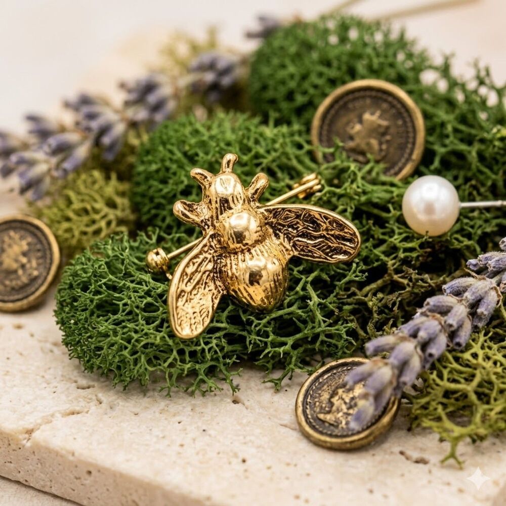 Vintage Style Gold Bumble Bee Brooch • Whimsical Insect Lapel Pin